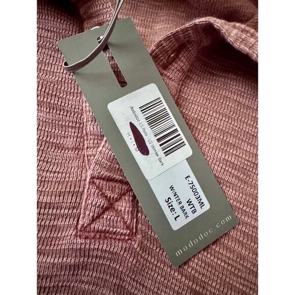 New! Mododoc Long Sleeve Polo Winter Bark Brick Red Men's Large - Picture 4 of 7